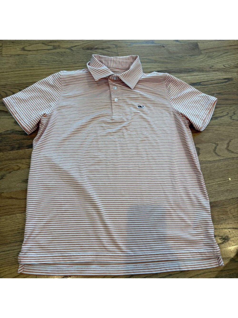 VINEYARD VINES BOYS LARGE 16 POLO DRI FIT GOLF SHIRT ORANGE STRIPE